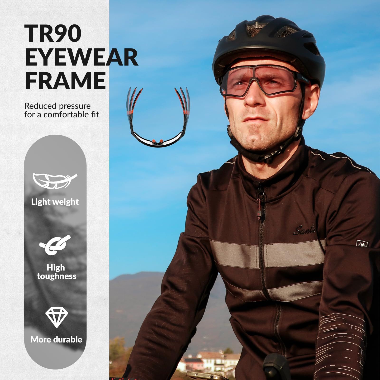 ROCKBROS Fahrradbrille Sonnenbrille Photochrom UV400 Damen Herren Windschutzbrille, (1-St), Sportbrille Radbrille zum Radfahren
