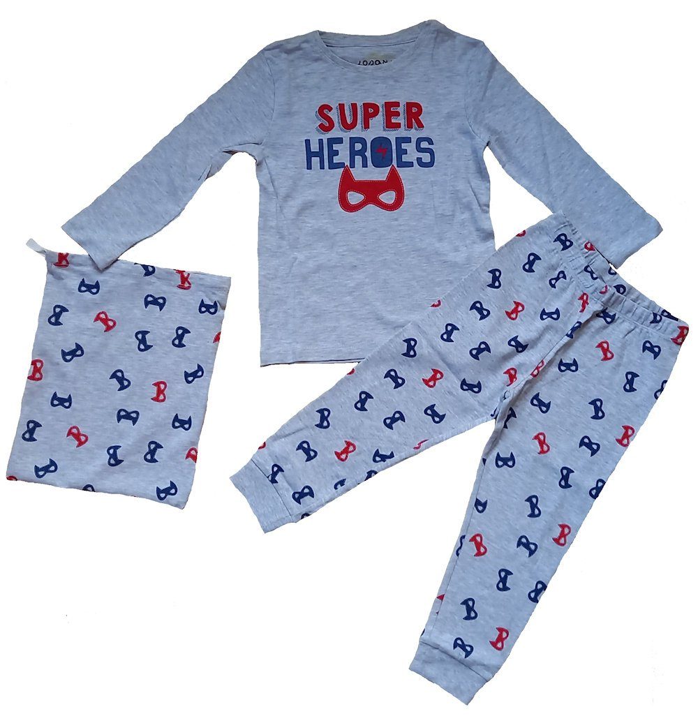 Losan Pyjama Jungen Hero Pyjama LOSAN Vigore Claro Schlafanzug lang (3 Gris Super tlg)