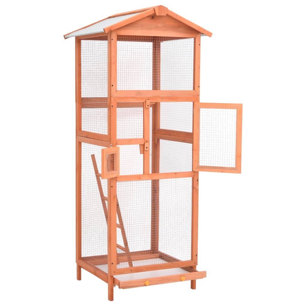 vidaXL Voliere Vogelkäfig 68x62x166 cm Massivholz Fichte