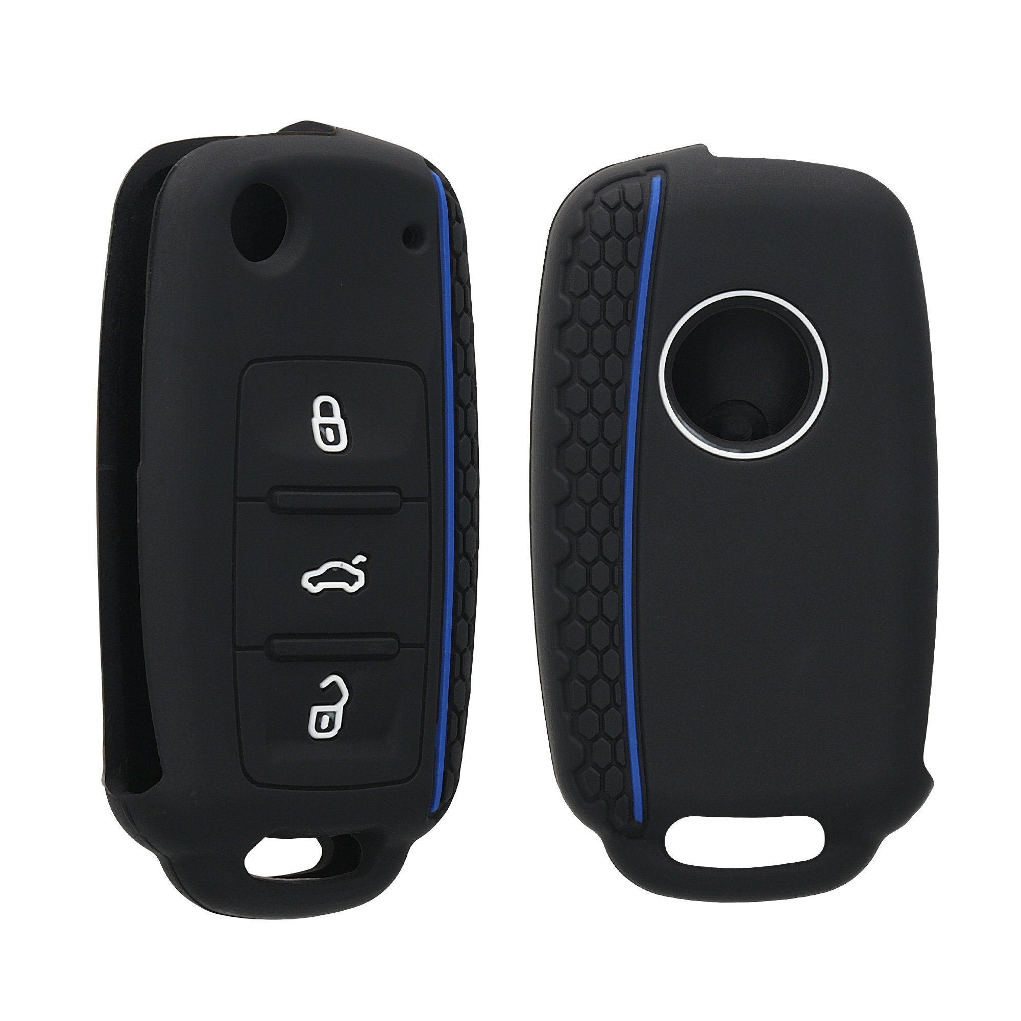 Schlüsseltasche Skoda Schlüsselhülle Seat, Case Silikon Schlüssel kwmobile Cover für VW Hülle Blau Autoschlüssel