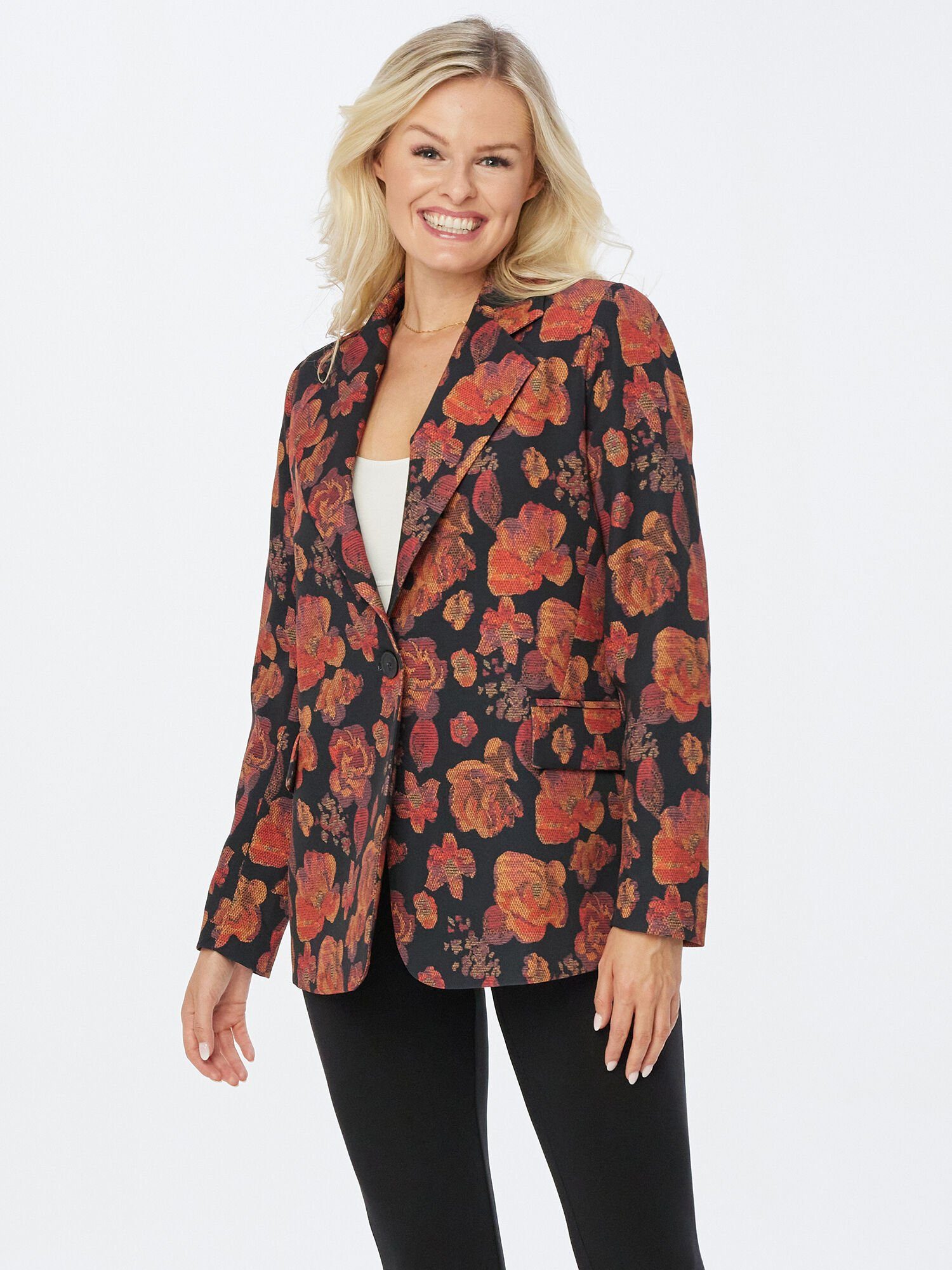 Sarah Kern Jackenblazer Jackett koerpernah mit Blumendruck günstig online kaufen