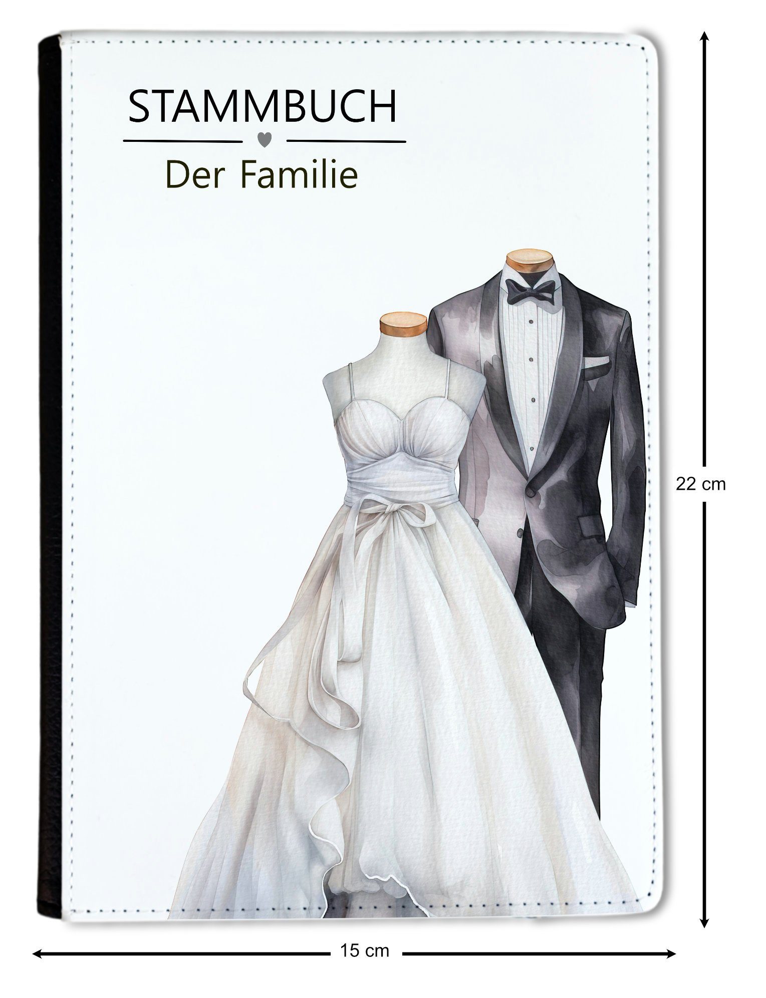 CreaDesign Notizbuch Brautpaar Weiß A5 Stammbuch Schwarz