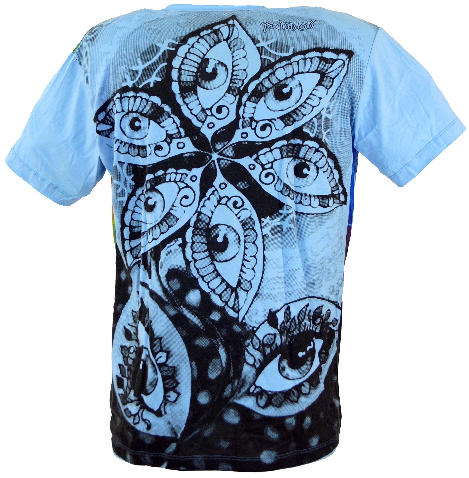 Guru-Shop T-Shirt Mirror T-Shirt - alternative Drittes Style, Festival, hellblau / hellblau Auge Auge Goa Bekleidung Drittes