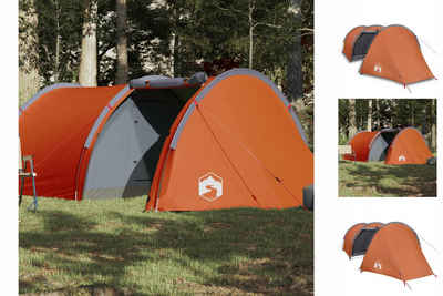 vidaXL Vorzelt Campingzelt 4 Personen Grau Orange 405x170x106 cm 185T Taft