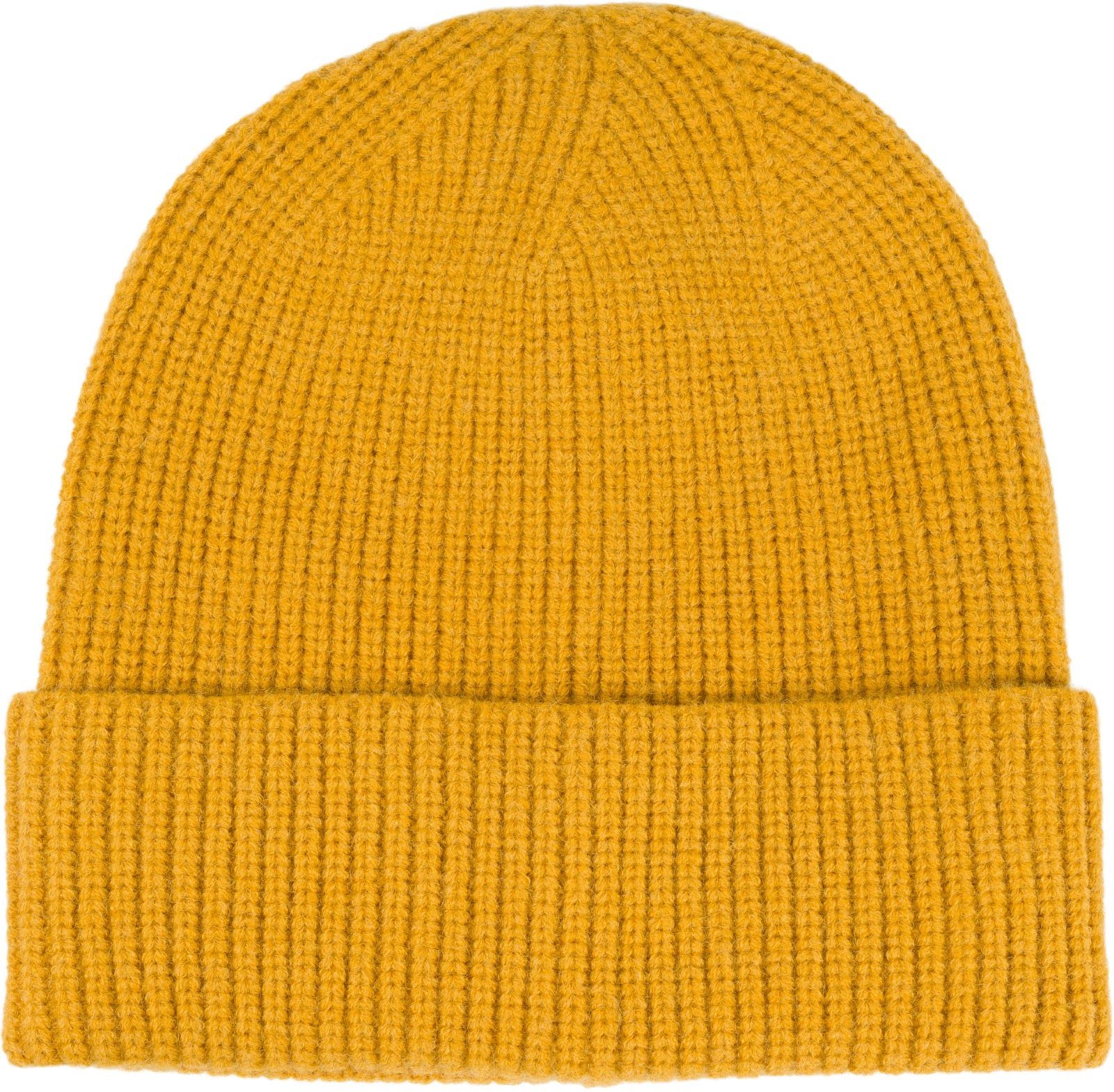 styleBREAKER Strickmütze (1-St) Feinstrick Beanie Mütze mit Krempe Curry