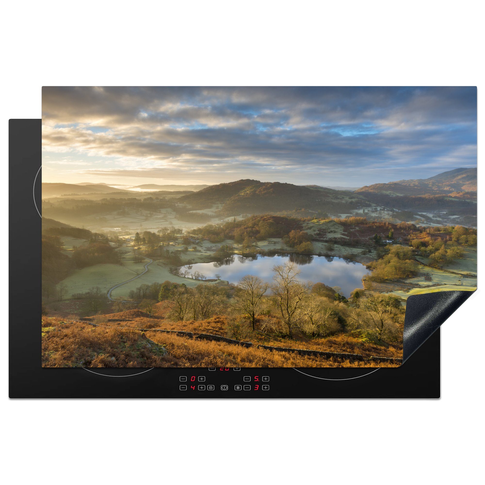 MuchoWow Herdblende-/Abdeckplatte Lake District bei Sonnenuntergang, Vinyl, (1 tlg), 81x52 cm, Induktionskochfeld Schutz für die küche, Ceranfeldabdeckung