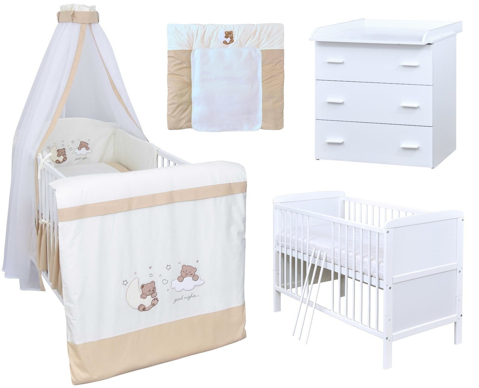 Babyzimmer-Komplettset Babyzimmer 140x70 weiß Komplettset