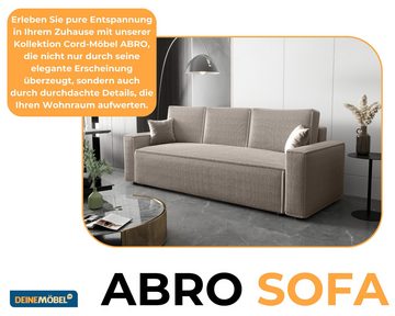 Deine Möbel 24 Schlafsofa ABRO Sofa mit Schlaffunktion Bettkasten Cord-Sofa Schlafsofa Couch, Set 2 Teile, Cord Couch, 3-Sitzer, Top Qualität