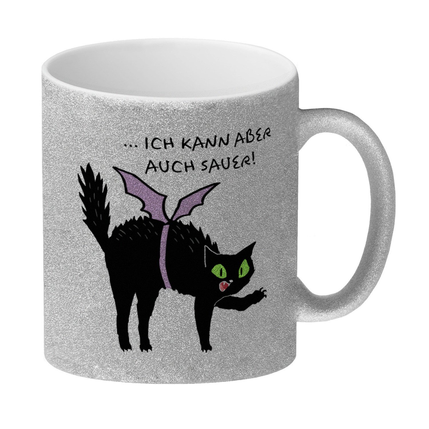 speecheese Tasse Schwarze Katze GlitzerKaffeebecher mit Spruch Ich weiß ich bin süß