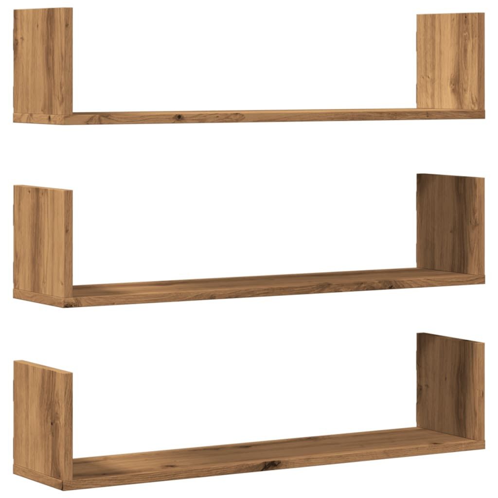 vidaXL Regal Wandregale 3 Stk. Artisan-Eiche 80x18x18 cm Holzwerkstoff, 1-t günstig online kaufen