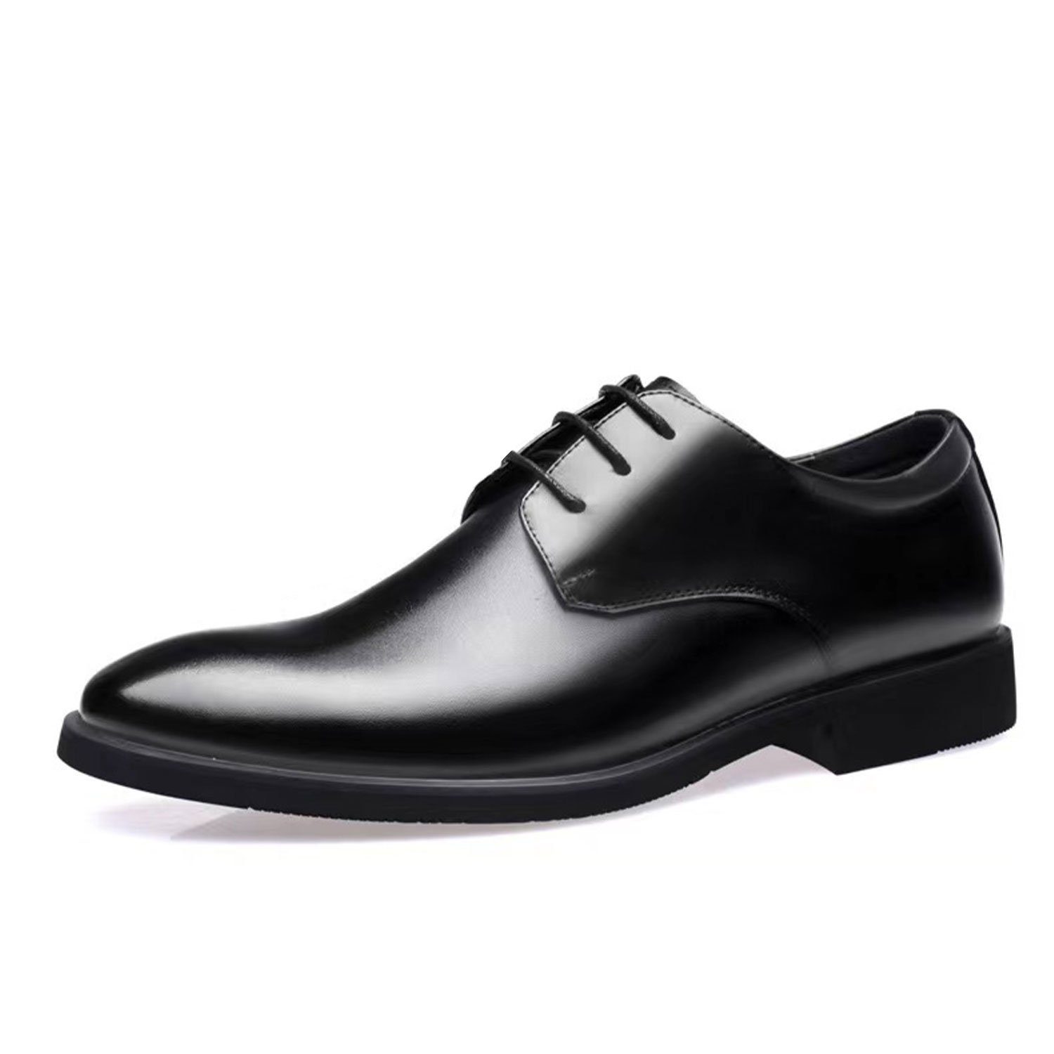 Daisred Herren BusinessSchuhe Flache Lederschuhe Freizeitschuhe Schnürschuh Schwarz