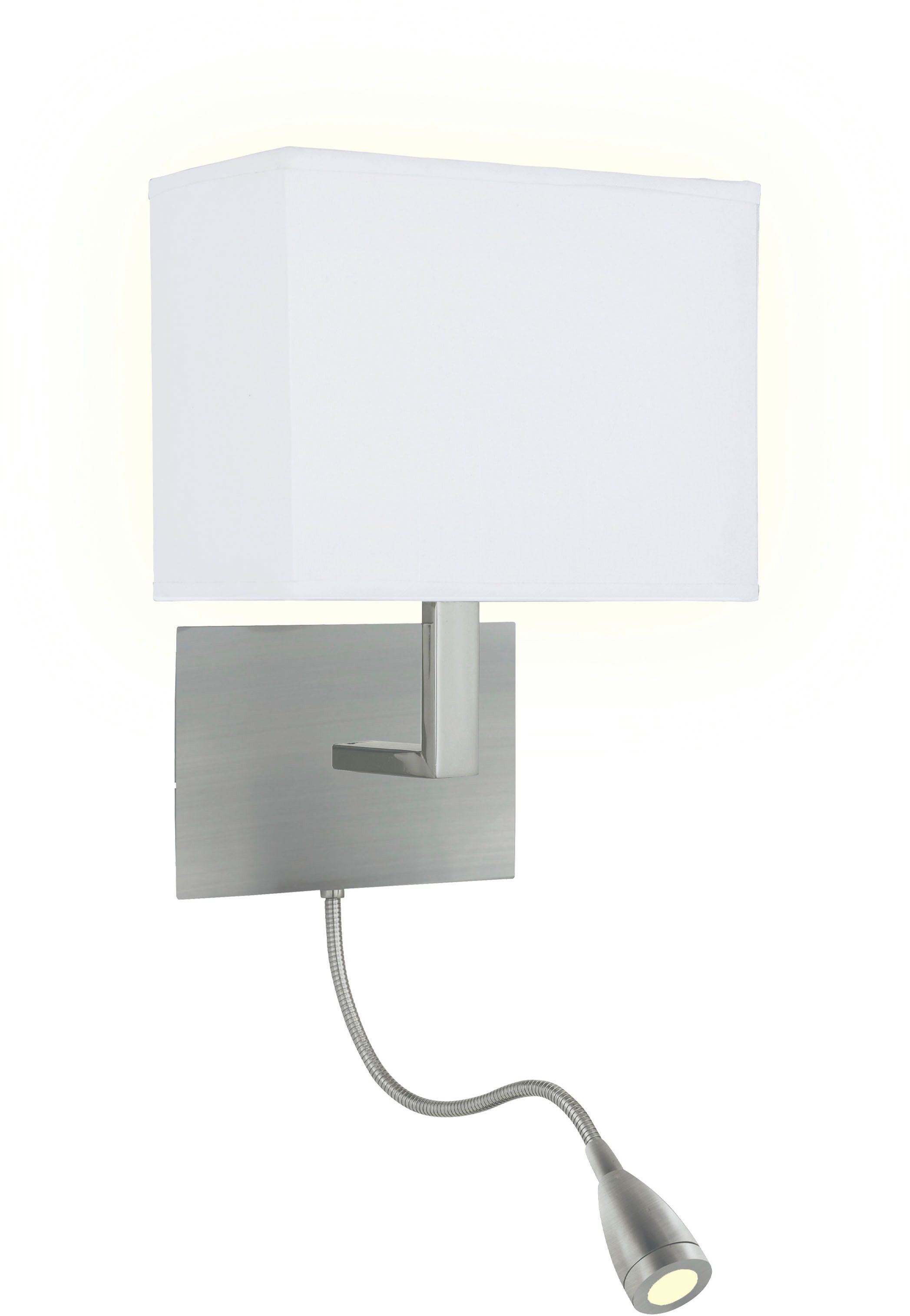 Searchlight Wandleuchte Hotelwandlampe mit LED-Leselampe - Metall und Stoffschirm, ohne Leuchtmittel