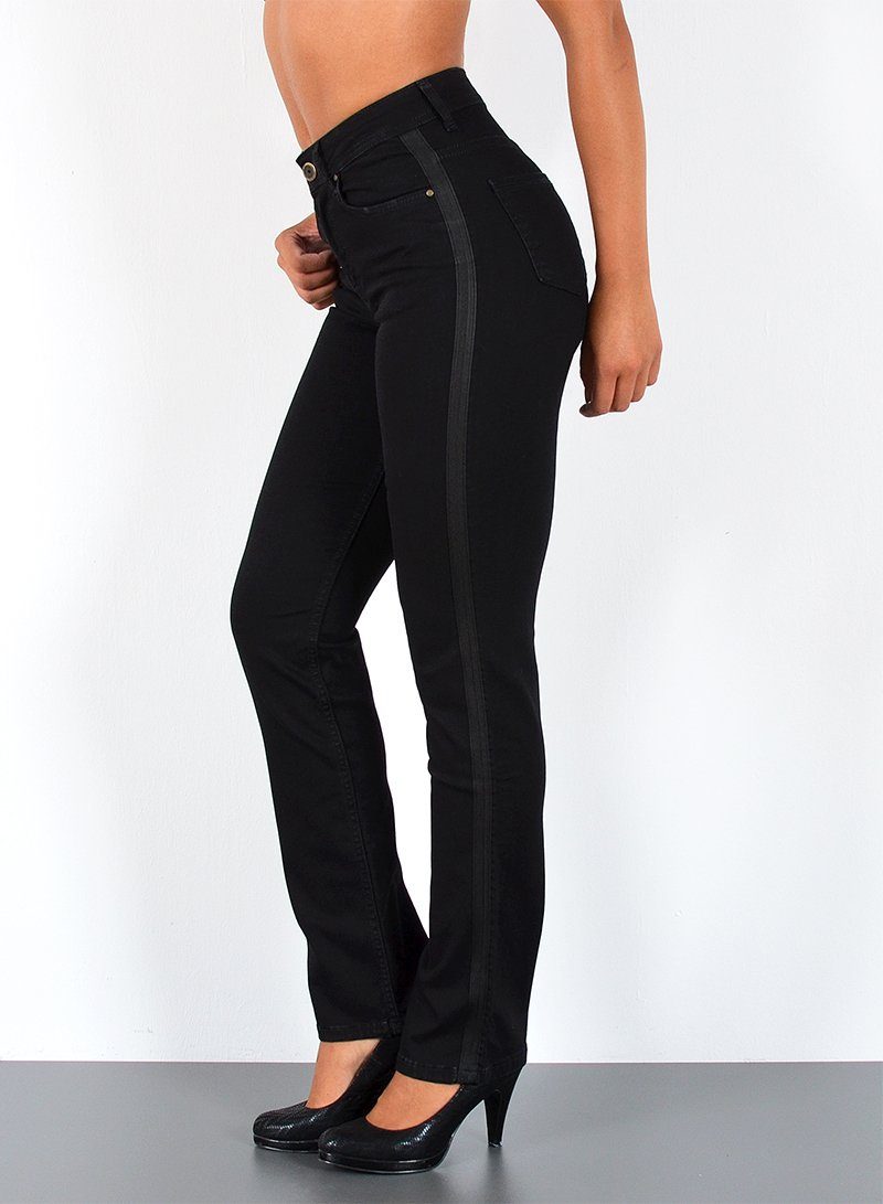 ESRA Straight-Jeans Premium Damen Straight Fit Jeans High Waist Hose bis Übergröße G5 Jeans Damen Straight Fit High Waist Damen Jeans Regular Stretch-Jeans