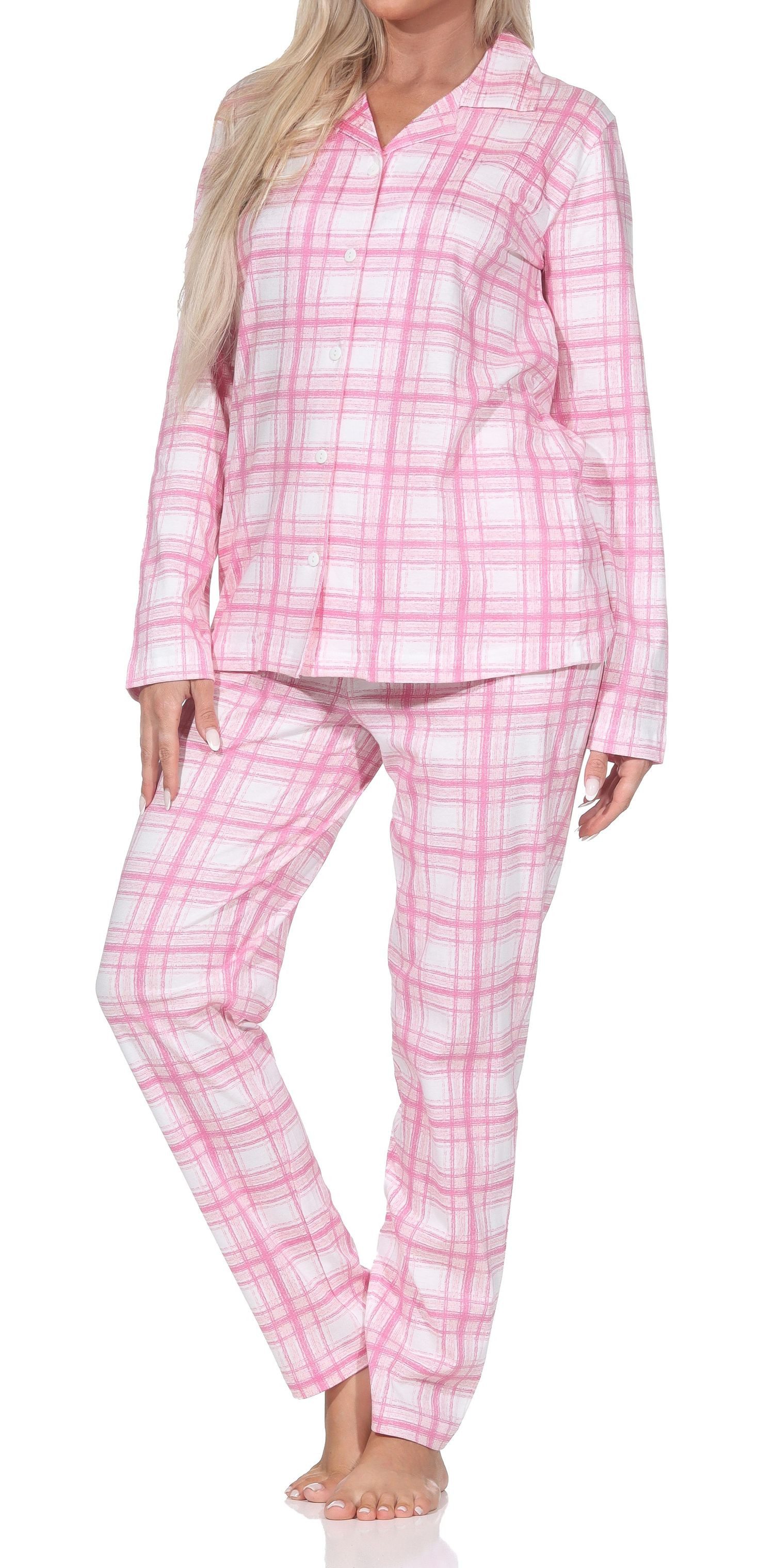 Normann Pyjama Normann Damen Jersey Pyjama langarm in Karo Optik - auch in Übergröße – Bild 3 von 5