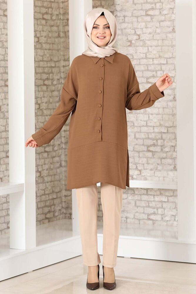 Modavitrini Longtunika Lockere Hijab-Tunika mit Knopfdetail Damen Tunika (S günstig online kaufen