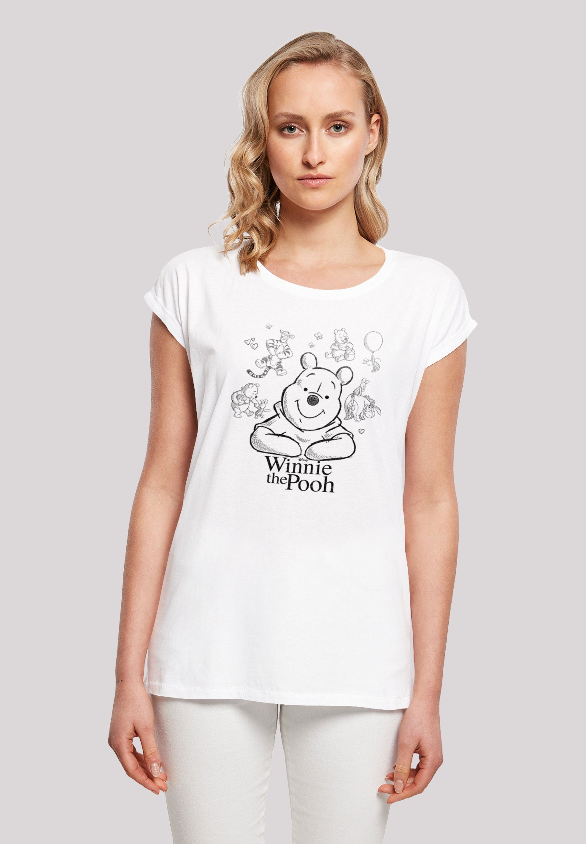 F4NT4STIC T-Shirt Winnie Puuh Der Bär Collage Sketch Print weiß | T-Shirts