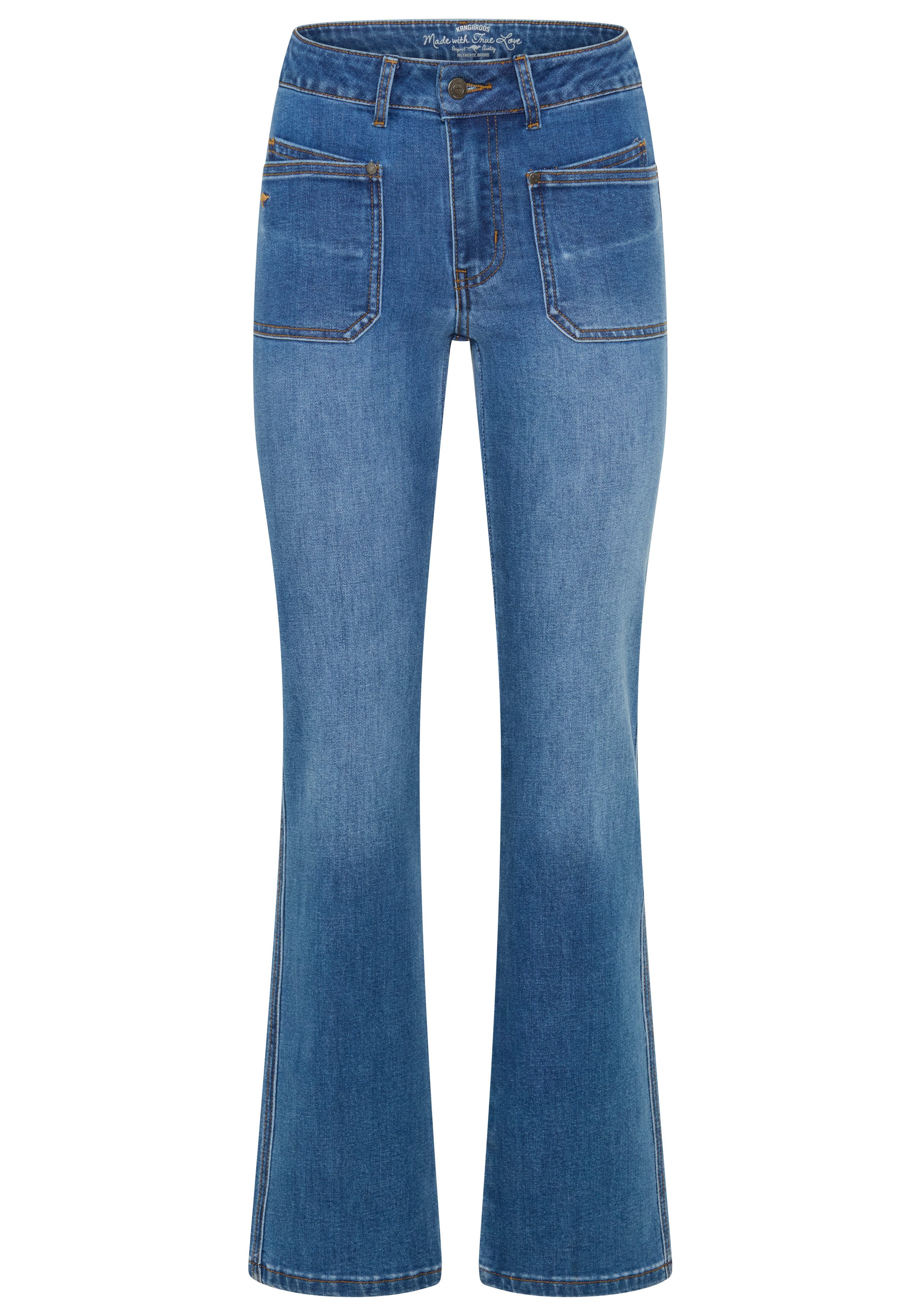 KangaROOS Weite Jeans mit Reißverschluss und Knopf, normale Leibhöhe, lange Schnittform