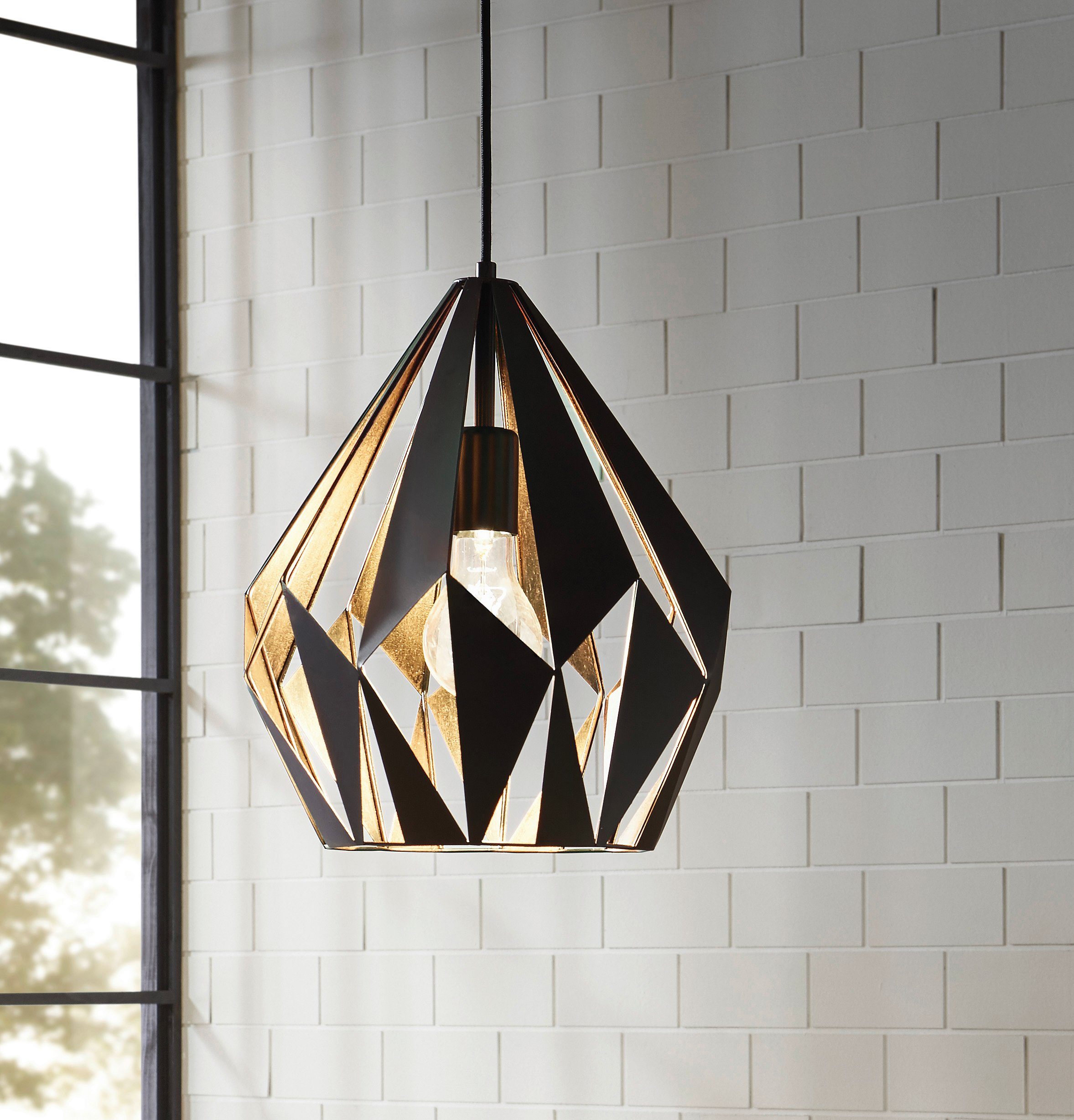 EGLO Pendelleuchte CARLTON 1, ohne Leuchtmittel, Vintage Pendellampe, 1 flammig, Drahtgeflecht, Industrial, 110x31cm