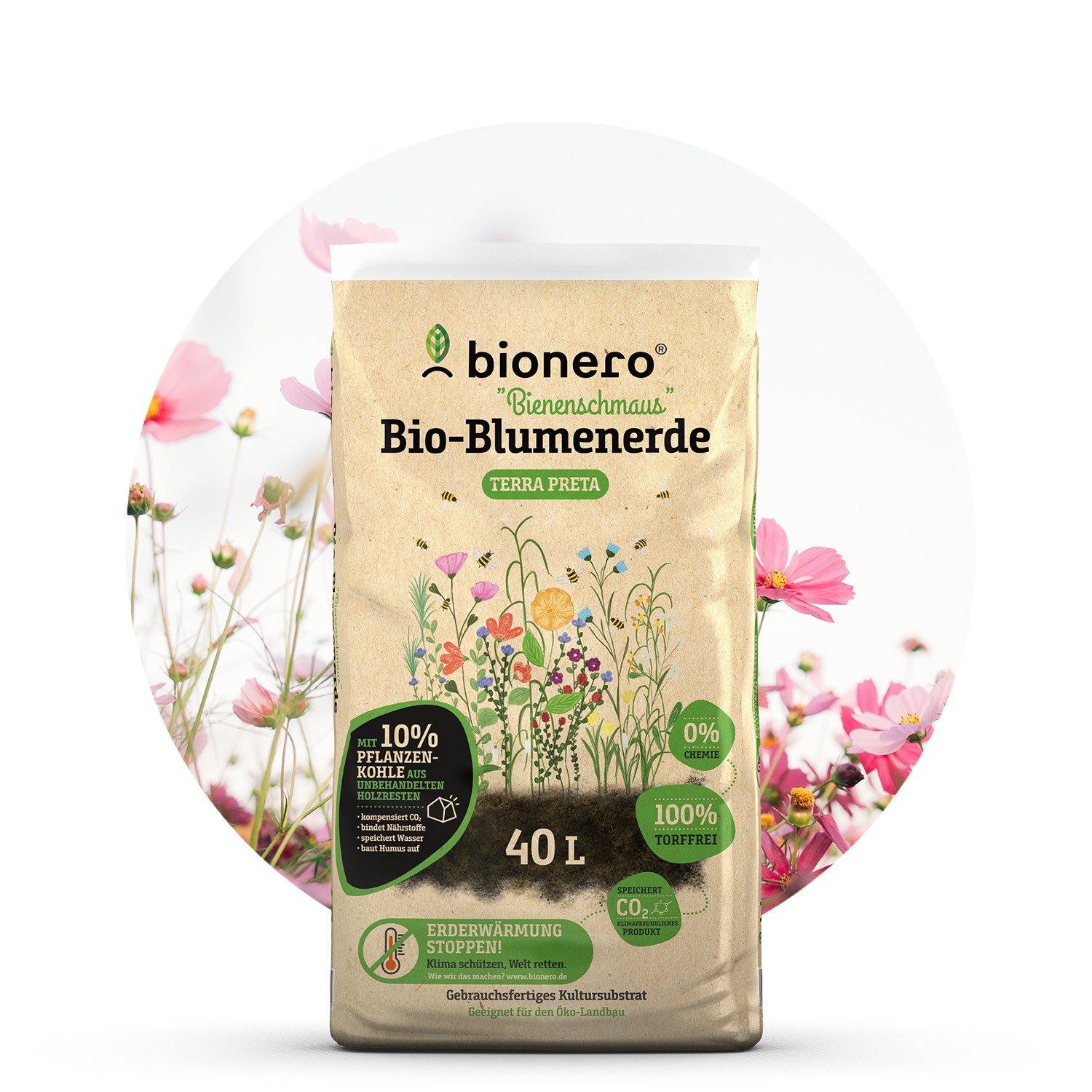 Bio-Erde Blumenerde 40 L "Bienenschmaus" von bionero® Terra Preta regio