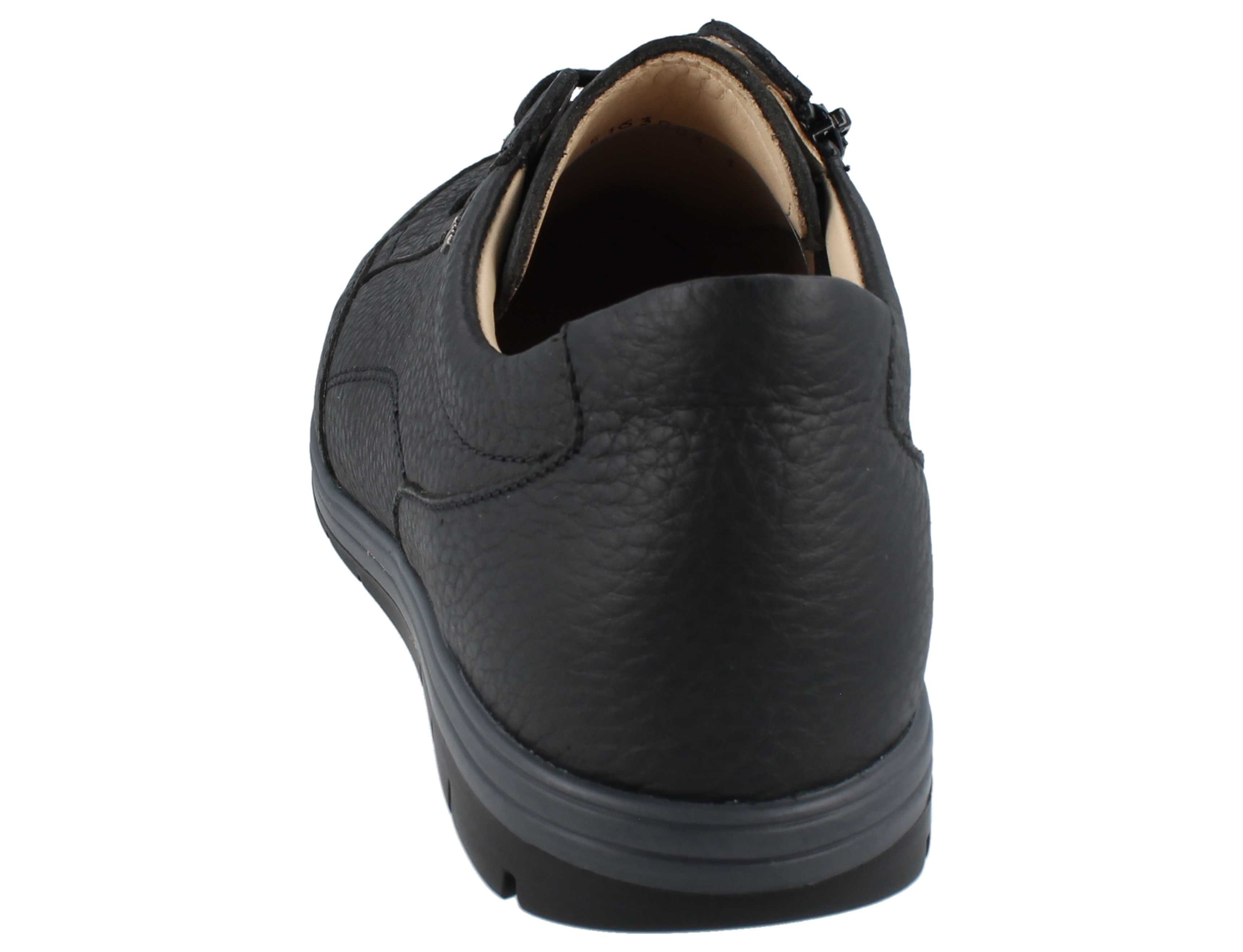 Finn Comfort FINN COMFORT Osorno Herren Halbschuhe schwarz Rabo genarbtes Schnürschuh Wechselfußbett