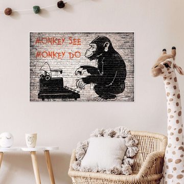 Posterlounge Poster Pineapple Licensing, Banksy - Monkey See Monkey Do, Büro Kindermotive