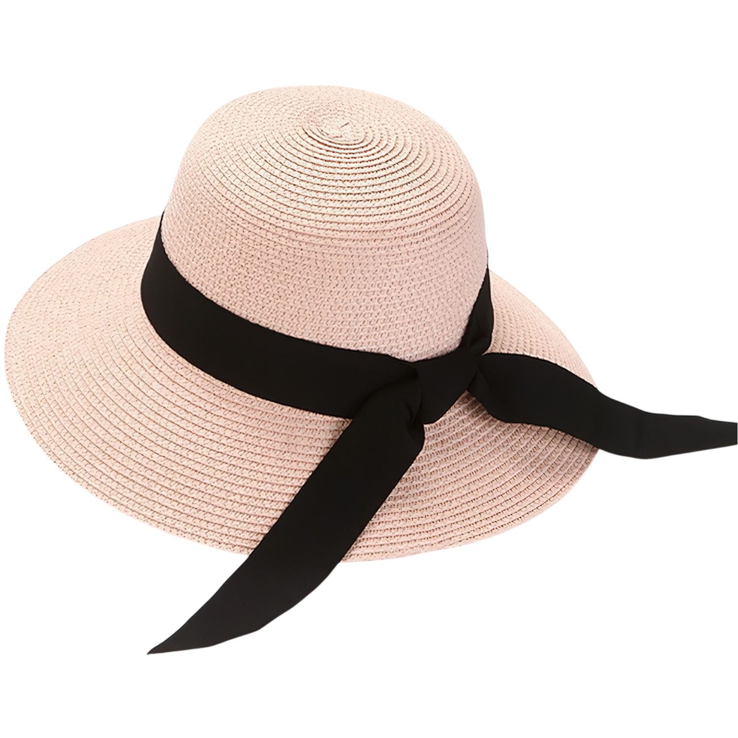 Refttenw Strohhut Damen Sonnenhut mit Verstellbares Kinnband, faltbarer Strandhut Sonnenschutz & Atmungsaktiv – ideal für Reisen & Strand