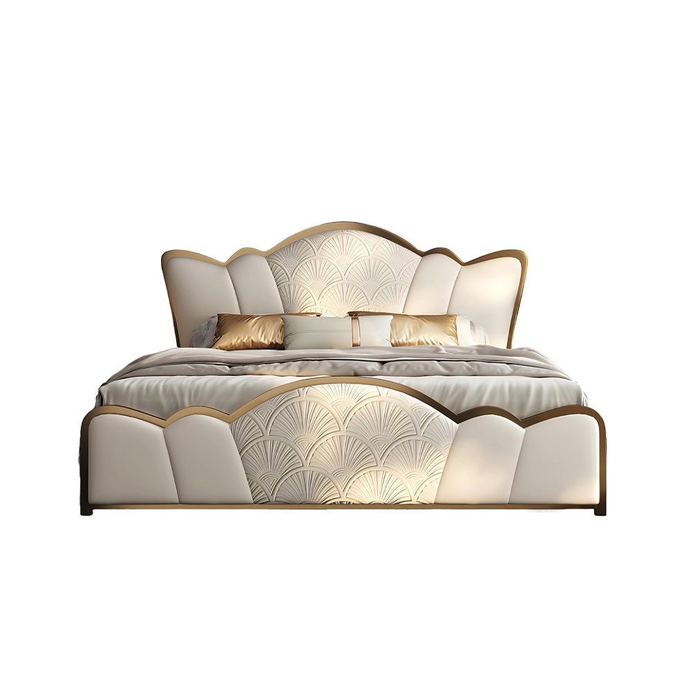 Xlmoebel Bett Modernes Doppelbett in stilvollem Weiß aus Leder für das Schlafzimmer. (1-tlg., Bett), Hergestellt in Europa