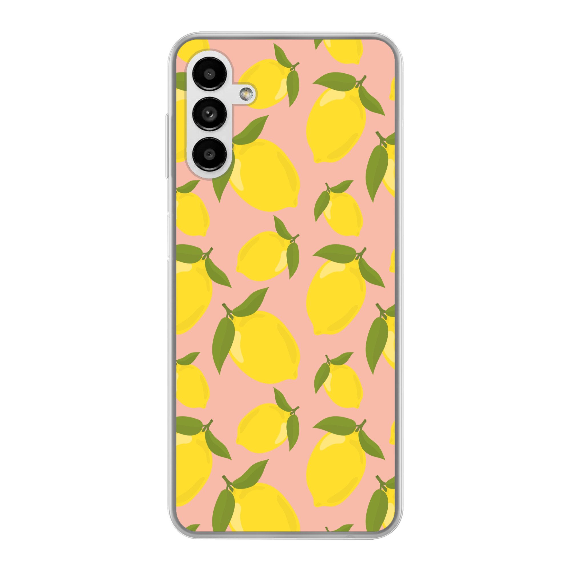 MuchoWow Handyhülle für Samsung Galaxy A13 5G Zitronen - Gelb - Rosa - Muster - Obst, Smartphone-Bumper, Print, Handy Schutzhülle Dünn