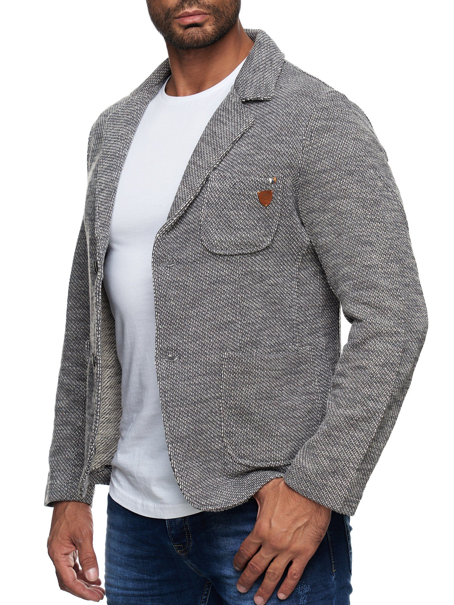 Reslad Stricksakko Reslad Herren Strick Sakko Blazer Strick-Jacke RS-1421 sportliches Stricksakko Sakko Blazer
