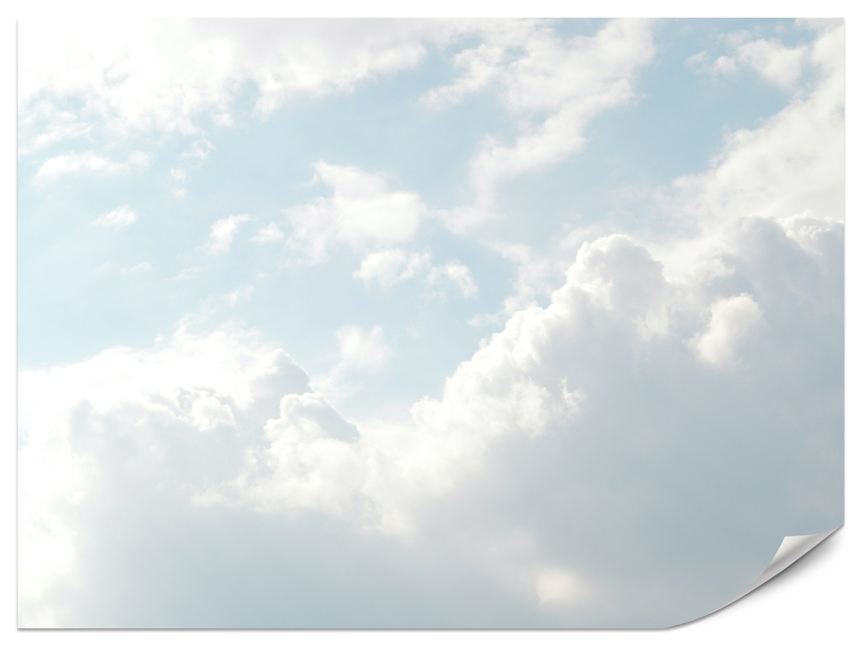 Muralo Fototapete Vliestapete - Heller Wolkenhimmel in sanften Blautöne, Glatt, Grafisch, (Packung, 1 St., 100x70 cm), Kleber im Set, 3D-Optik, Ins Schlafzimmer