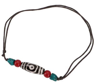 Guru-Shop Perlenkette Ethno Amulet, tibetische Halskette mit Dzi..