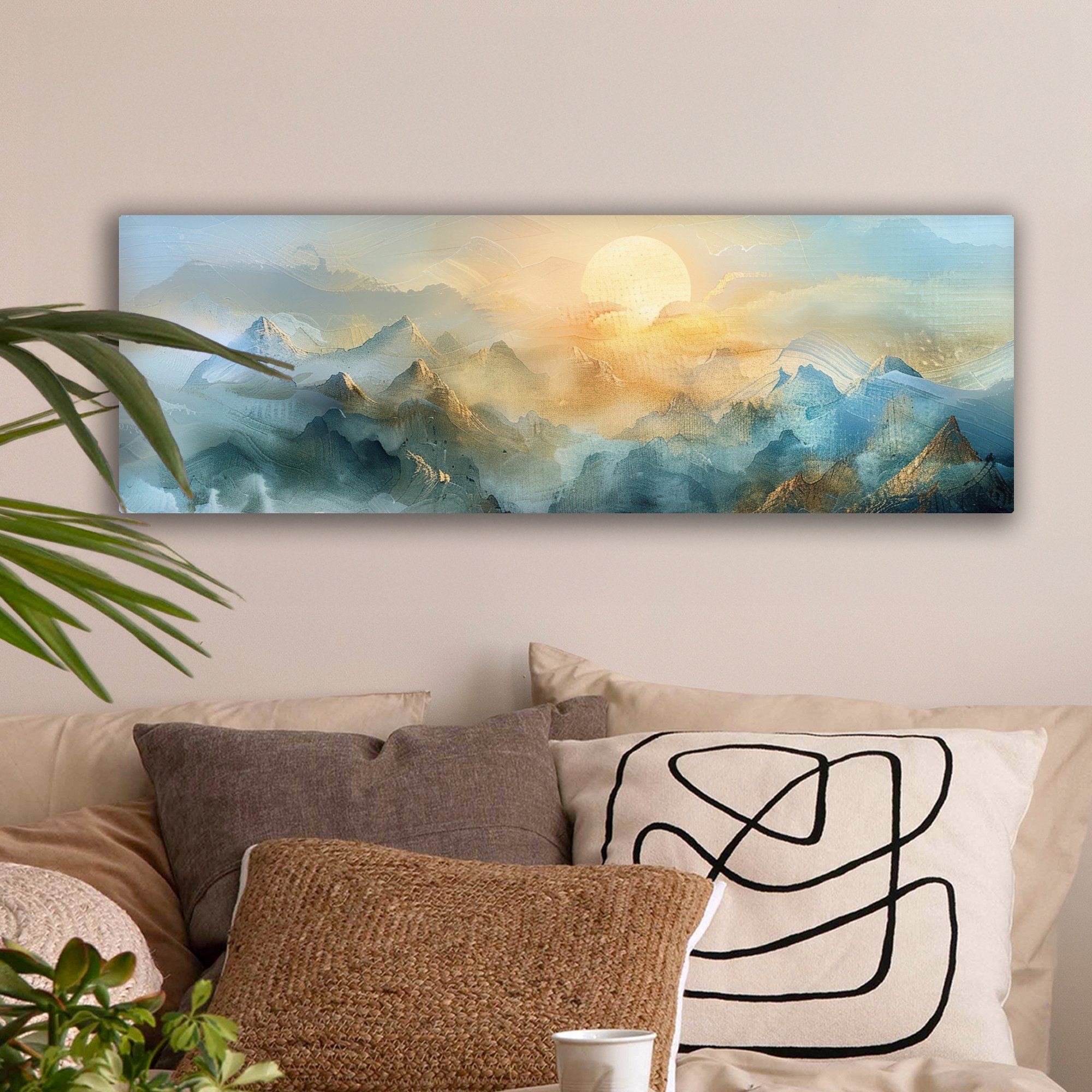 OneMillionCanvasses® Leinwandbild Panorama Abstrakt - Landschaft - Berge - günstig online kaufen