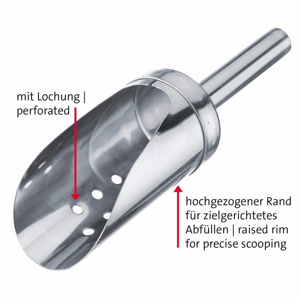 WESTMARK Eiswürfelbehälter 2 Stk, Eisschaufel/Schaufel, Rund, Edelstahl, 120 ml, Aluminium, spülmaschinengeeignet, ergonomischer Griff, langlebig