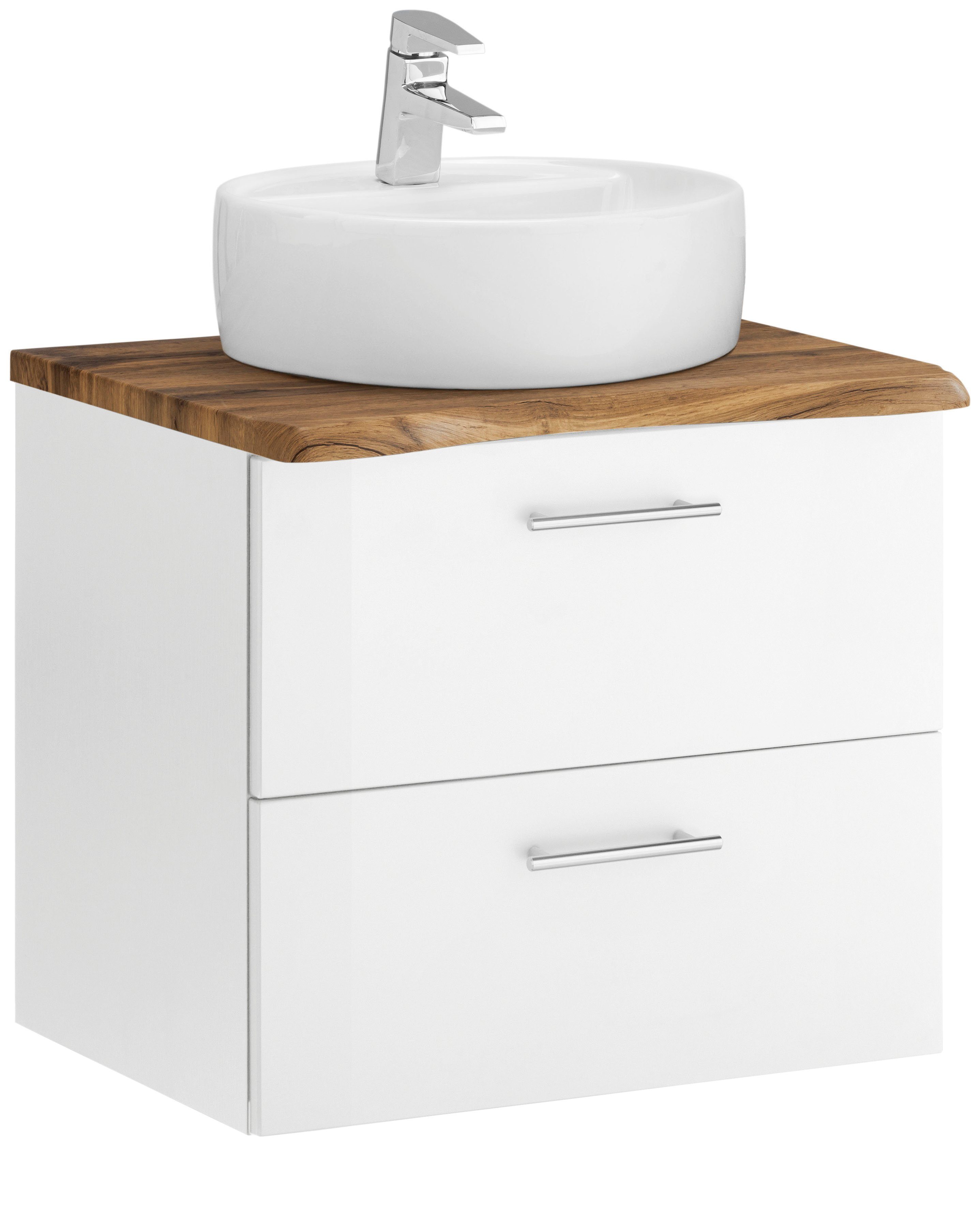 welltime Waschtisch Trento in verschiedenen Ausführungen inkl. Раковины, Badmöbel in Breite 60 cm, Badschrank Waschplatz mit 2 Schubladen