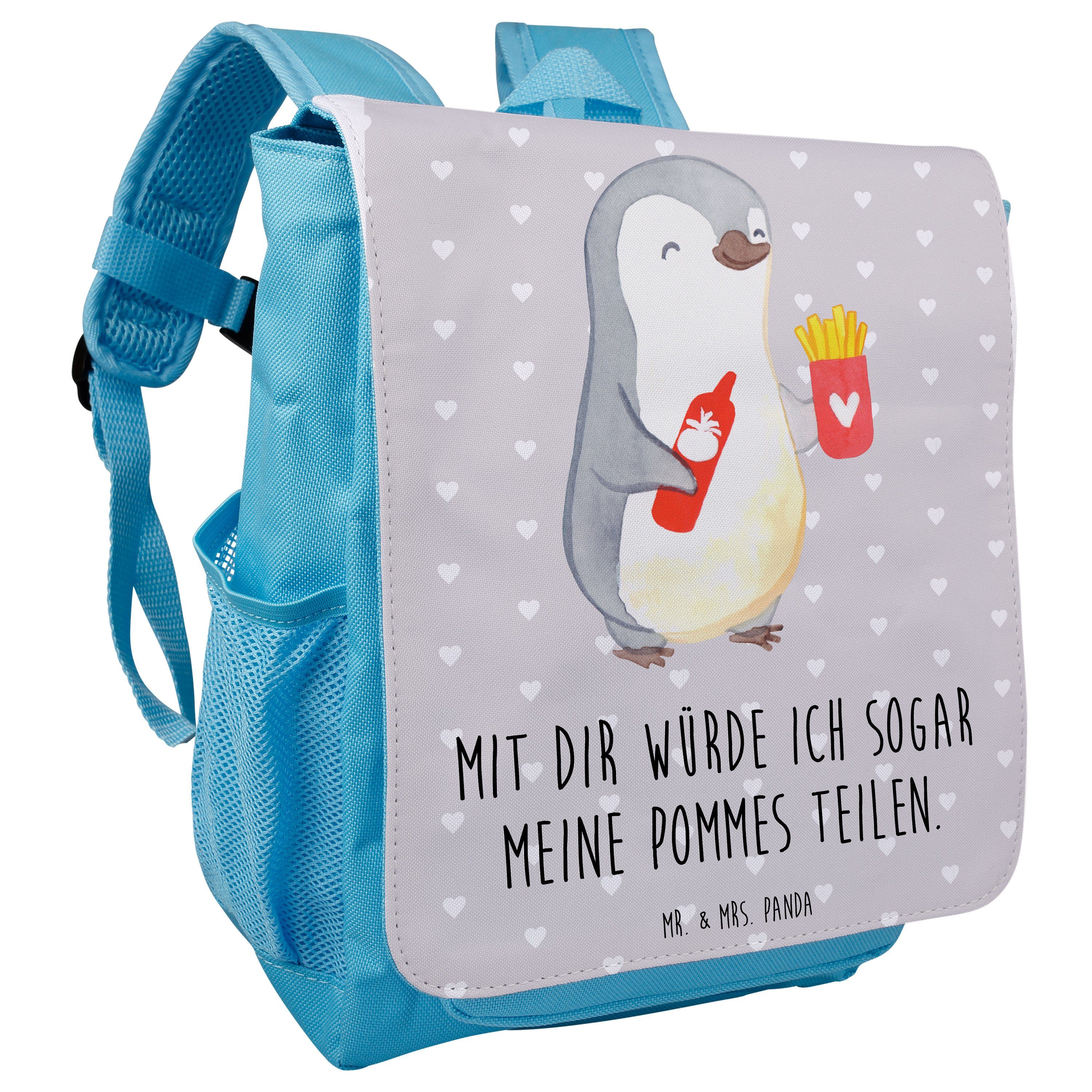 Geschenk, Kindergr Panda & Mrs. Pommes Heiraten, Kinderrucksack - - Rucksack Pastell Grau Pinguin Mr.