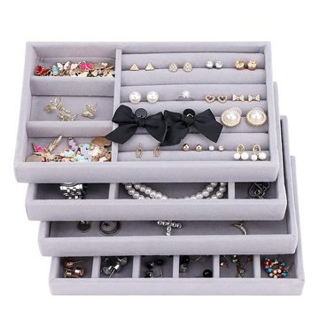 Juoungle Schmuckkassette 4 Stück Schmuck Tabletts Organizer, Schmuckkästchen, Aufbewahrung Box