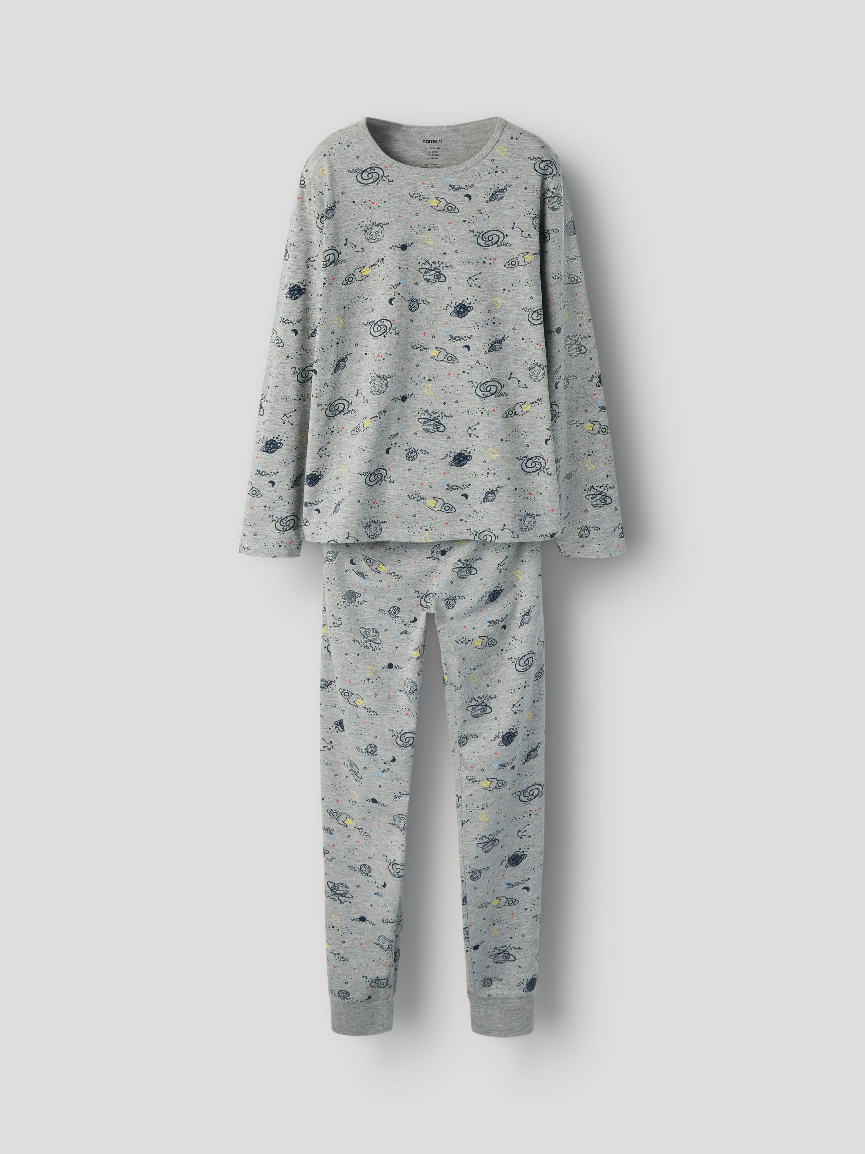 Name It Schlafanzug NKMNIGHTSET GREY SPACE NOOS (Set, 2 tlg)