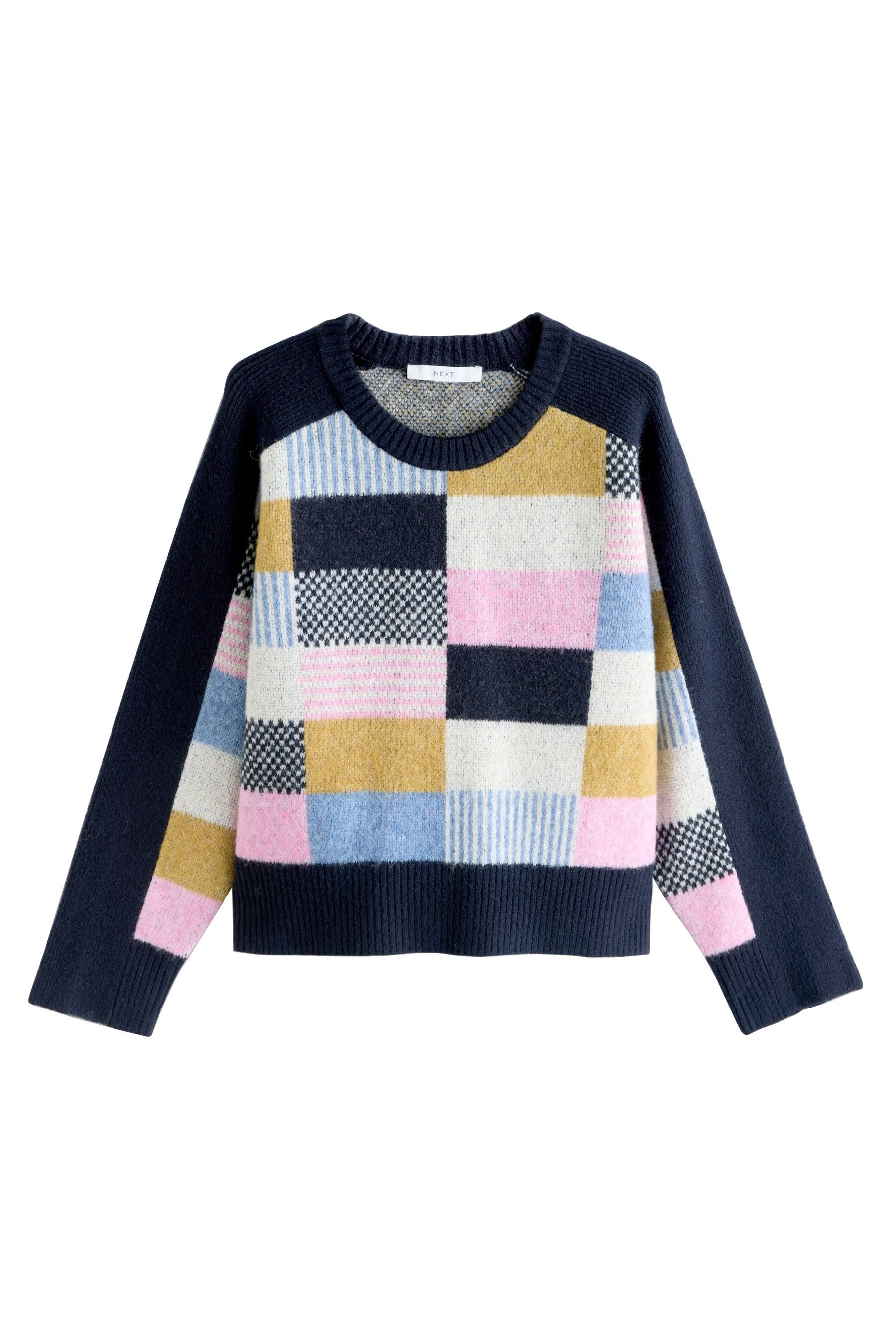 Next Rundhalspullover Gemusterter Strickpullover mit Rundhalsausschnitt (1-tlg)