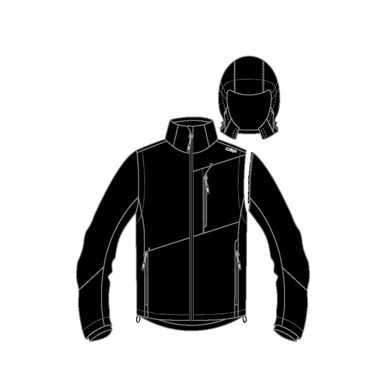 Softshelljacke CMP Herren Softshelljacke MAN JACKET ZIP HOOD WITH DETAC 33A1827