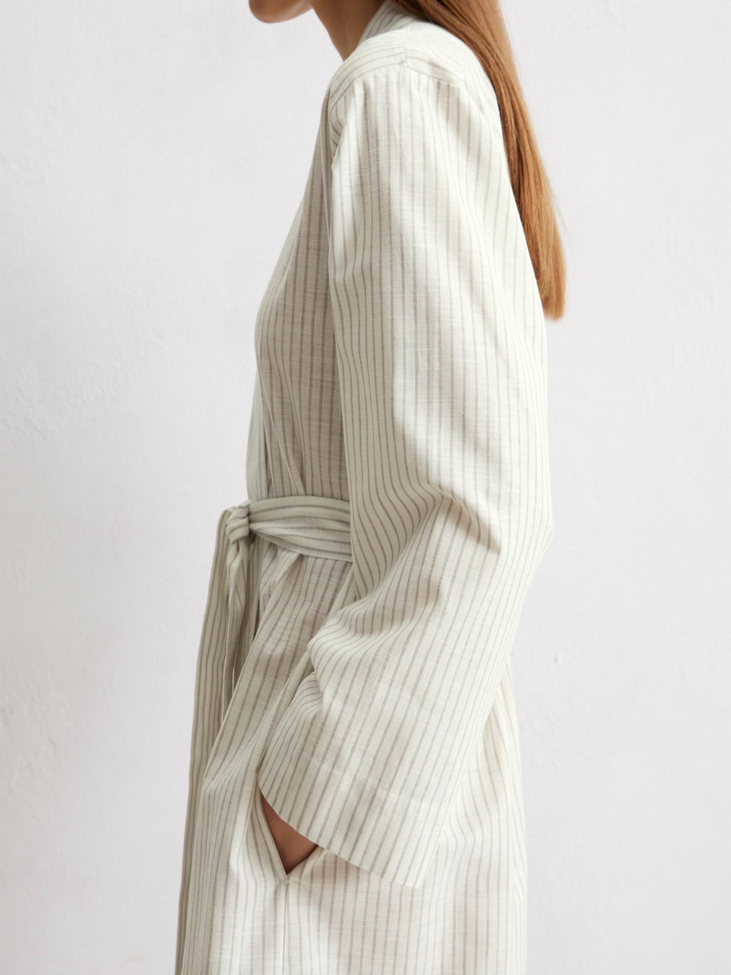 Marc O'Polo Home Kimono Classic fine stripe, Langform, Baumwolle, Kimono-Kragen, Gürtel, aus Bio-Baumwolle mit feinem Streifenmuster – Bild 5 von 5