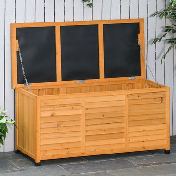 Outsunny Gerätehaus Aufbewahrungsbox, Gartentruhe, wetterbeständig, BxT: 127x56 cm, (Kissenbox, 1 St., Gartenbox), für Garten, Balkon, Gelb