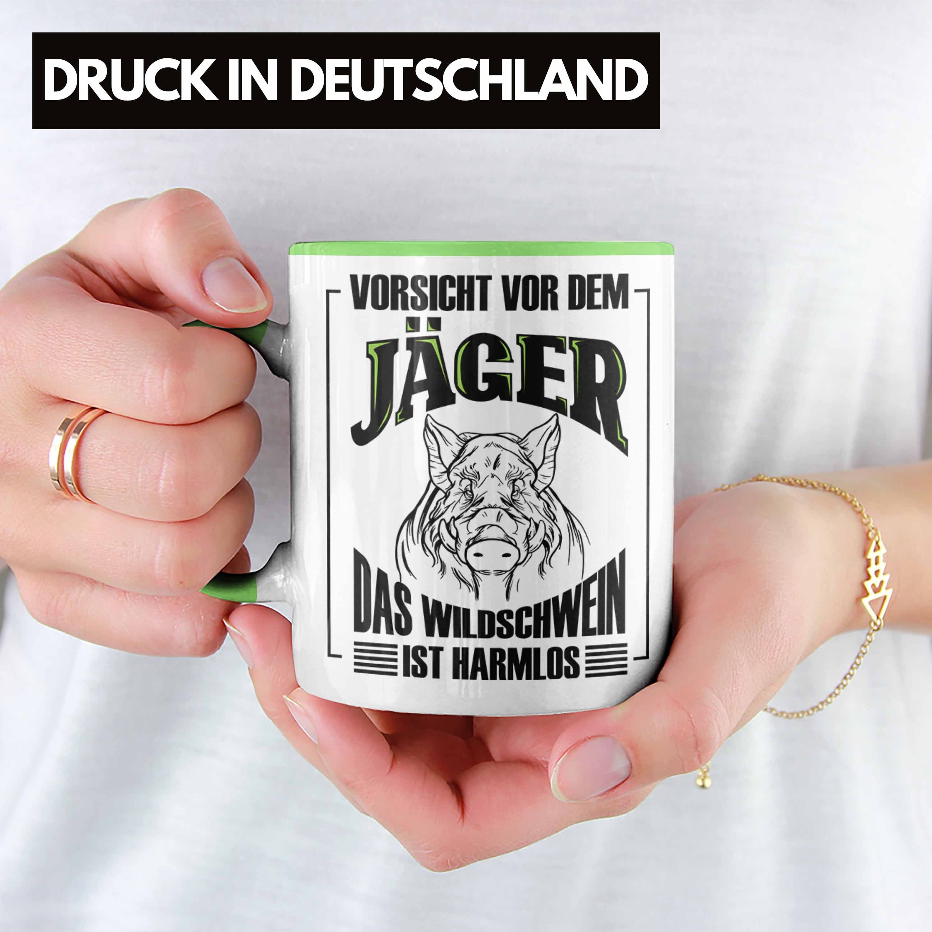 Geschenk Wildschwein Spruch Jagd Geschenkidee Trendation Grün Jäger Lustige Tasse für Tasse