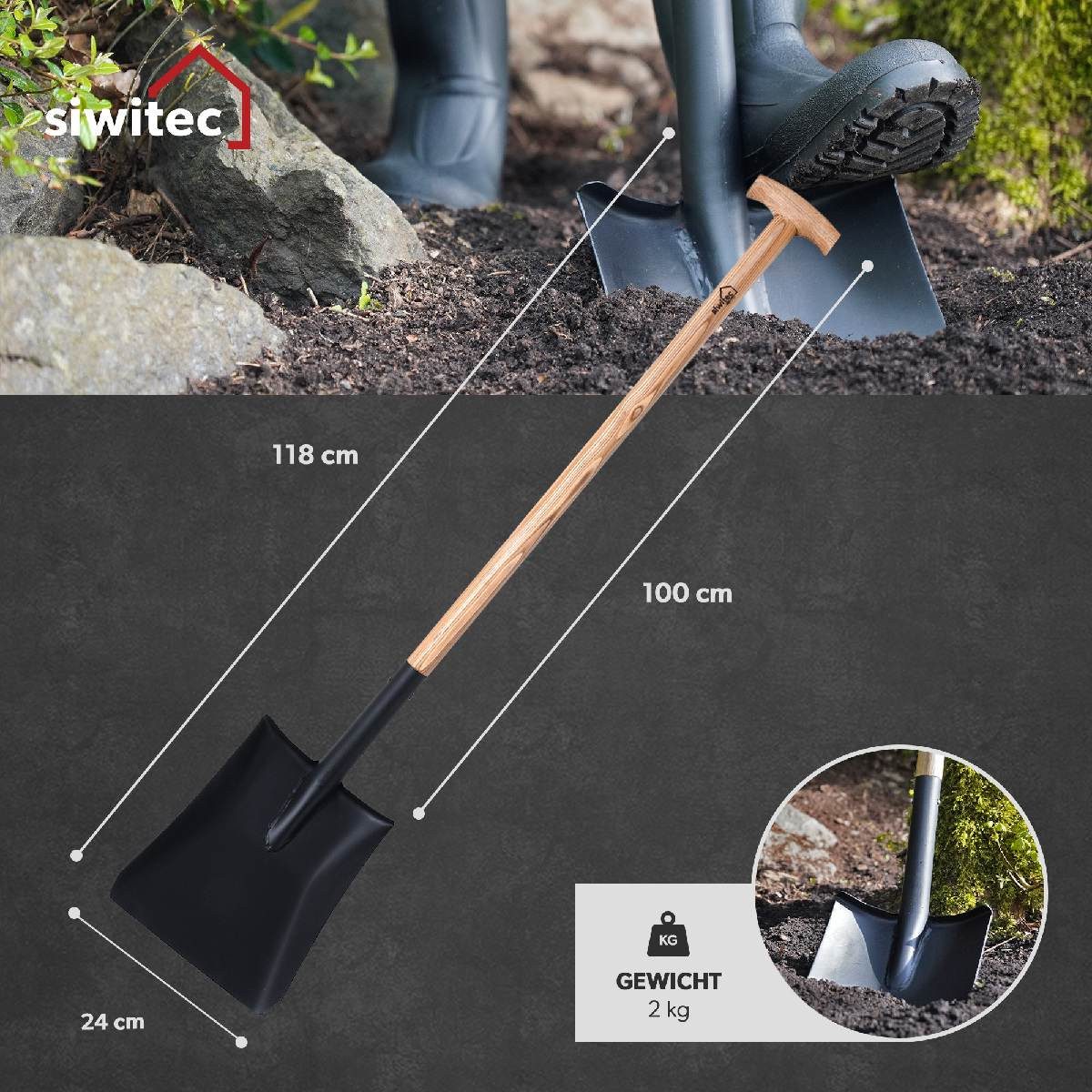 siwitec Spatengabel Schaufel mit Eschestiel Gartenschaufel günstig online kaufen
