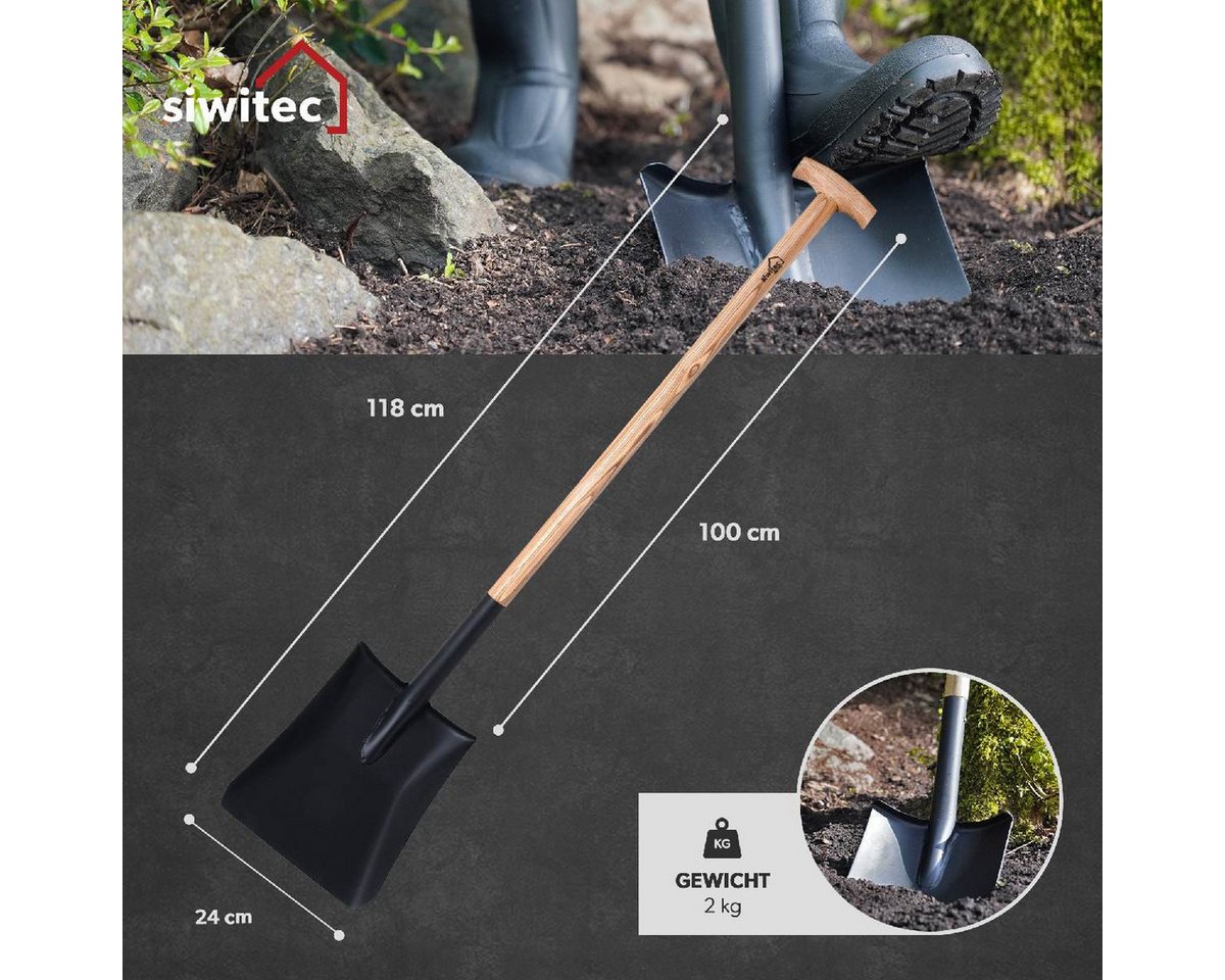 Thumbnail - siwitec Spatengabel Schaufel mit Eschestiel Gartenschaufel SG-330 Stahl 118cm Bauschaufel, (Set, Gartengerät in gewählte...