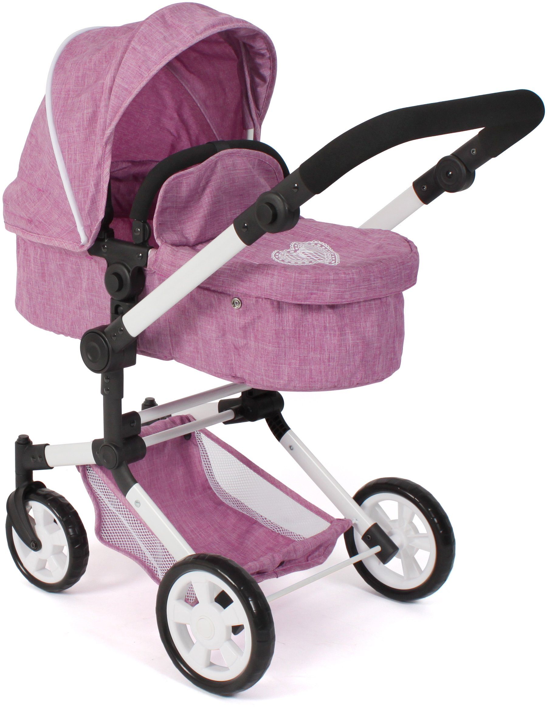 CHIC2000 Kombi-Puppenwagen Linus, Jeans Pink, (Set), mit Babywanne und Auto günstig online kaufen