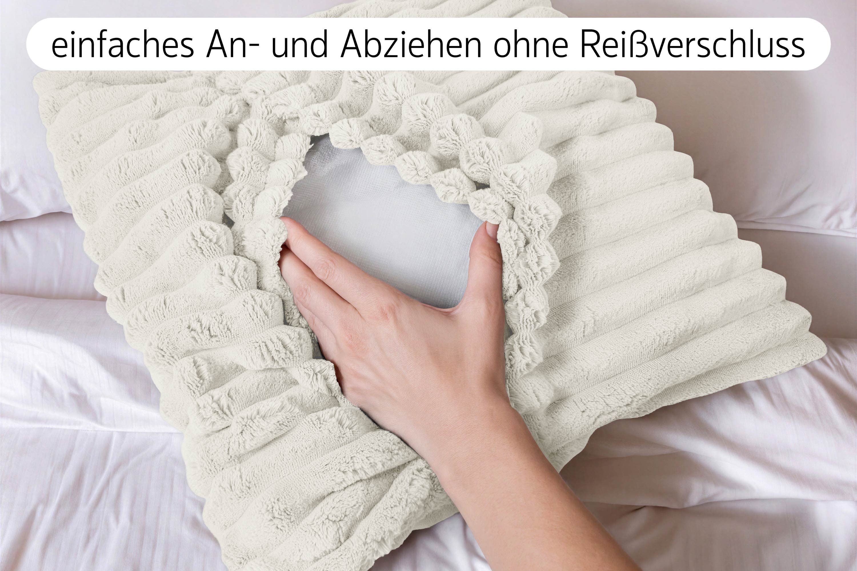 Amilian Dekokissen Dekokissen mit Füllung 4er Set, in moderner Cord-Optik pflegeleicht und waschbar