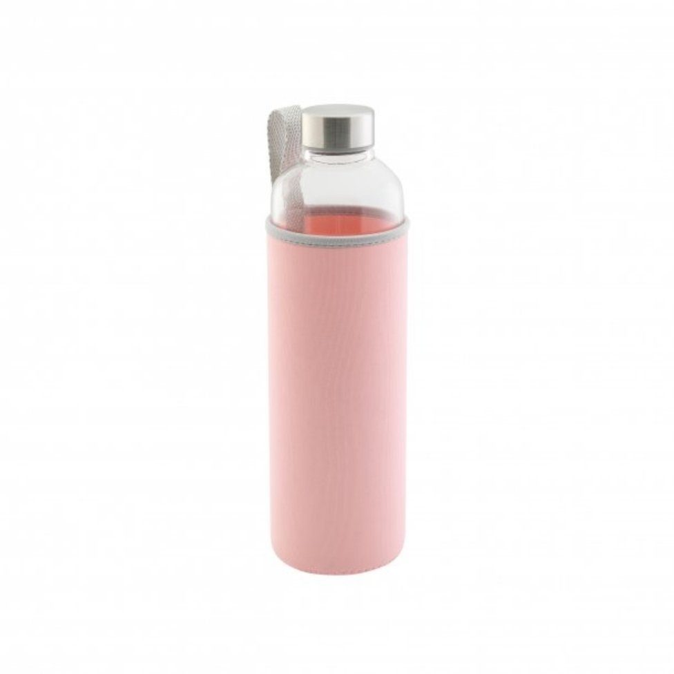 axentia Trinkflasche Trinkflasche, Glas, rosa, ca. 500 ml 132666
