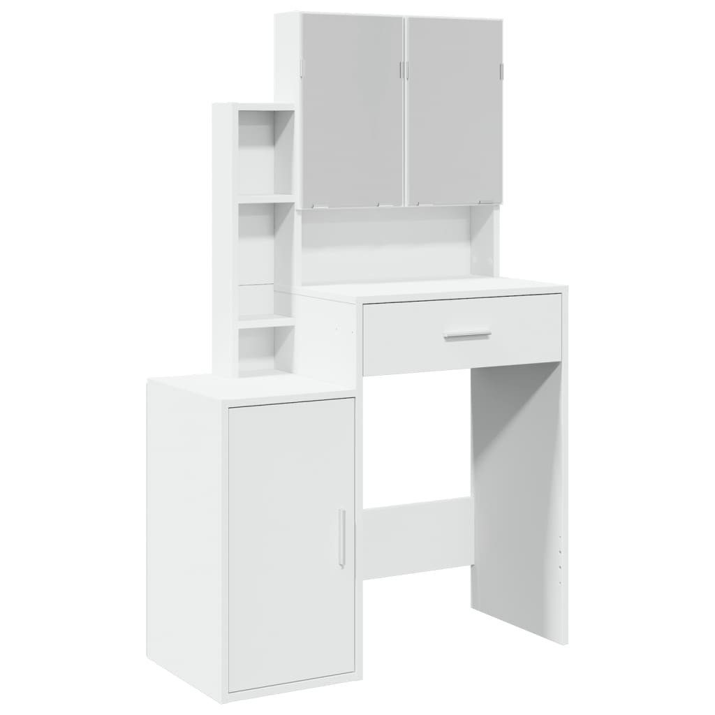 furnicato Schminktisch Weiß 80 x 35 x 132 cm mit Spiegel und Stauraum (1-St)