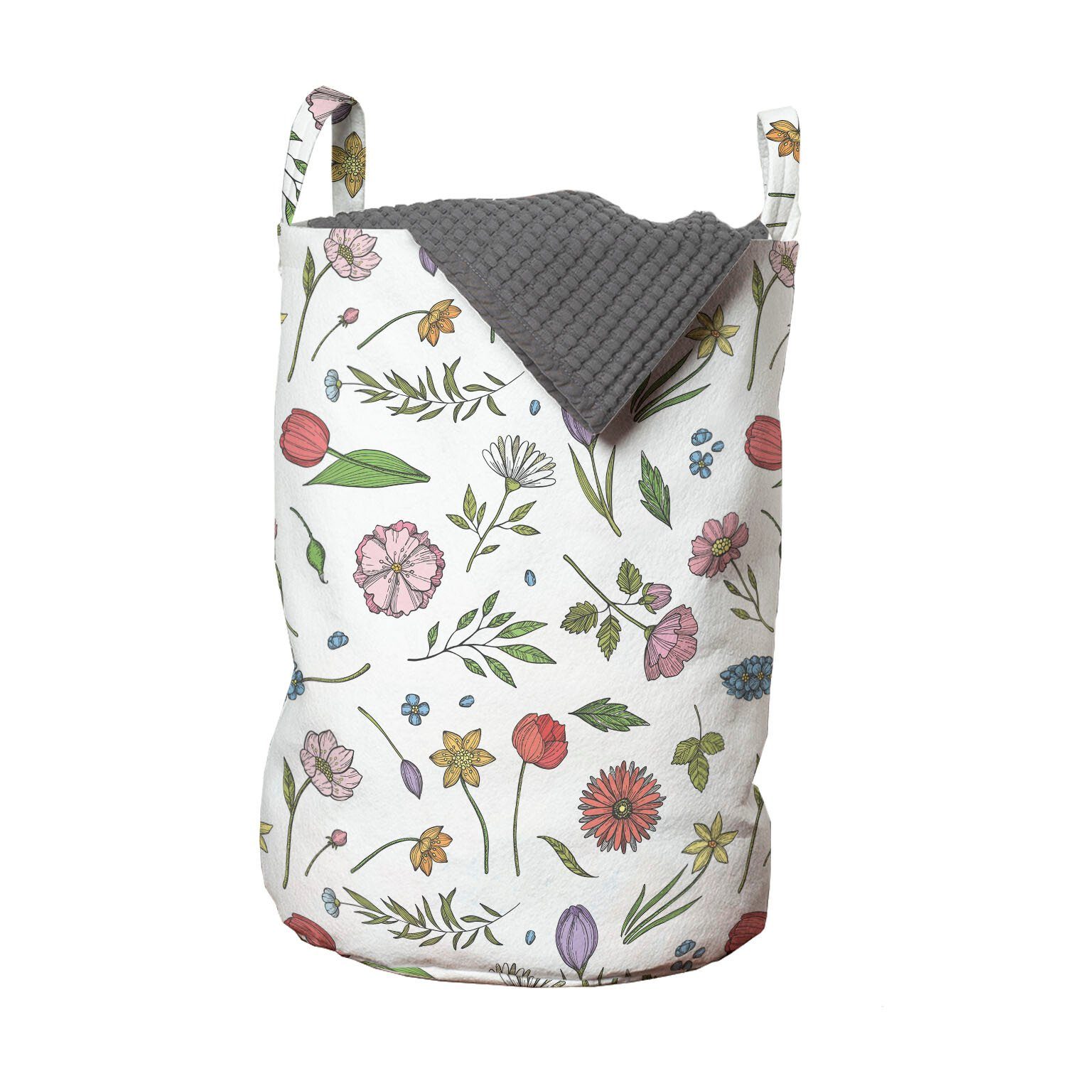 Wäschesäckchen mit Verschiedene Hand Kordelzugverschluss Wäschekorb Abakuhaus Blumen für gezeichnet Griffen Blumen Waschsalons,