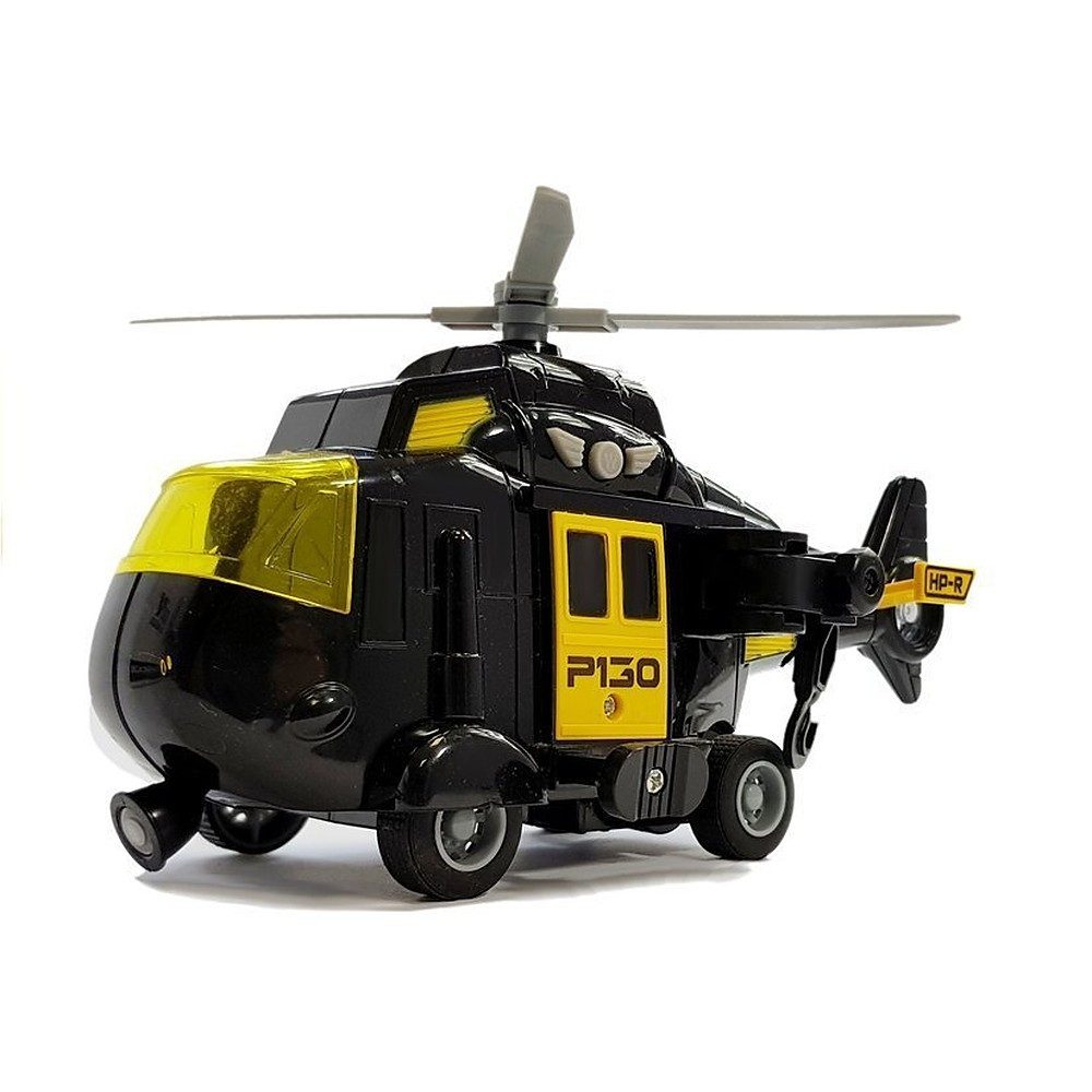 LEAN TOYS Spielzeug-Hubschrauber Rettungshelikopter Modellhubschrauber Kinderspielzeug, (Spar-Set, 1-tlg., 21x7x11 cm detailreich), Licht & Sound, Transporthaken, klappbare Rotoren